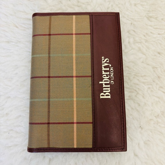 Burberrys London Brown Leather/Khaki Canvas Agenda/ Organizer Wallet - Picture 1 of 16